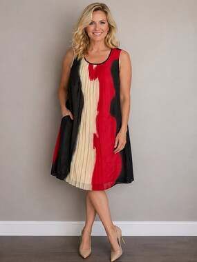 Linea Domani Limited Collection Sleeveless Pleated Colorblock Dress
M-80